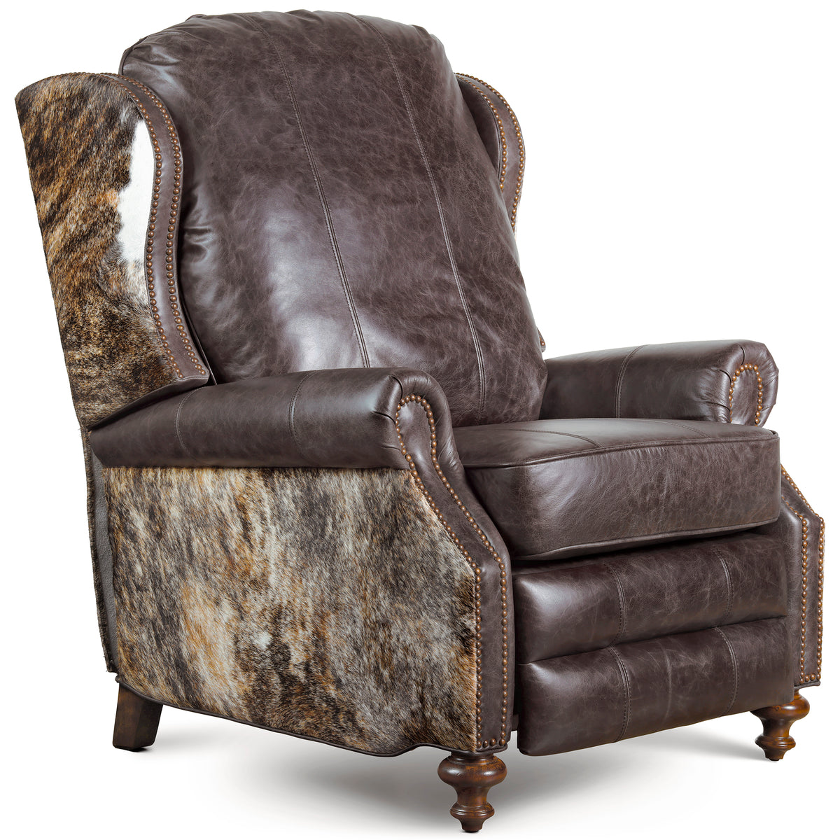 Dark Leather & Cowhide Recliner