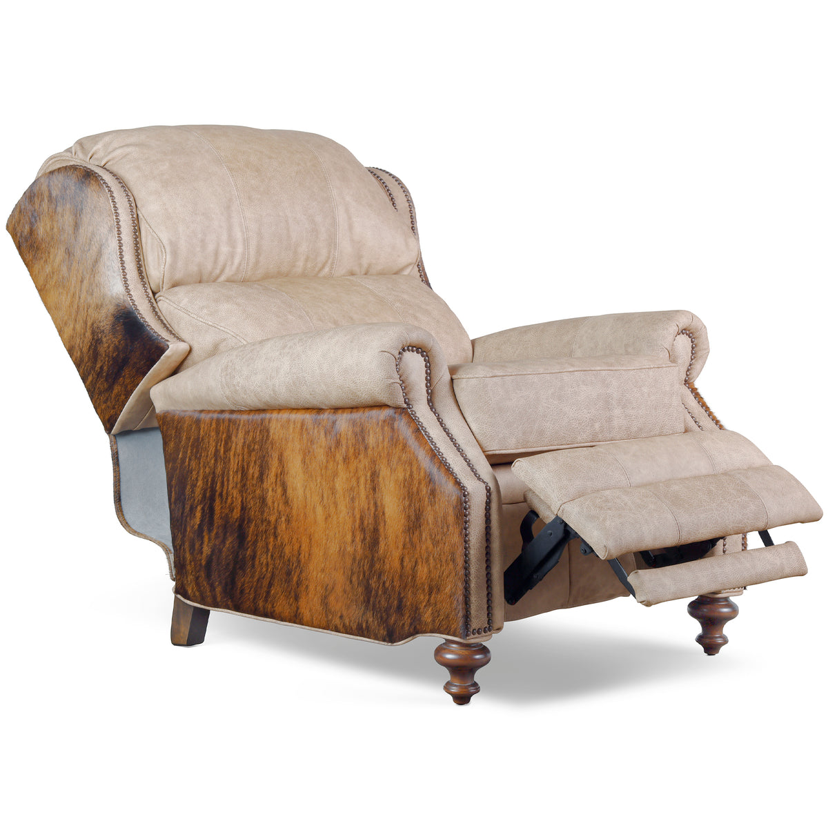 Cream Leather & Cowhide Recliner