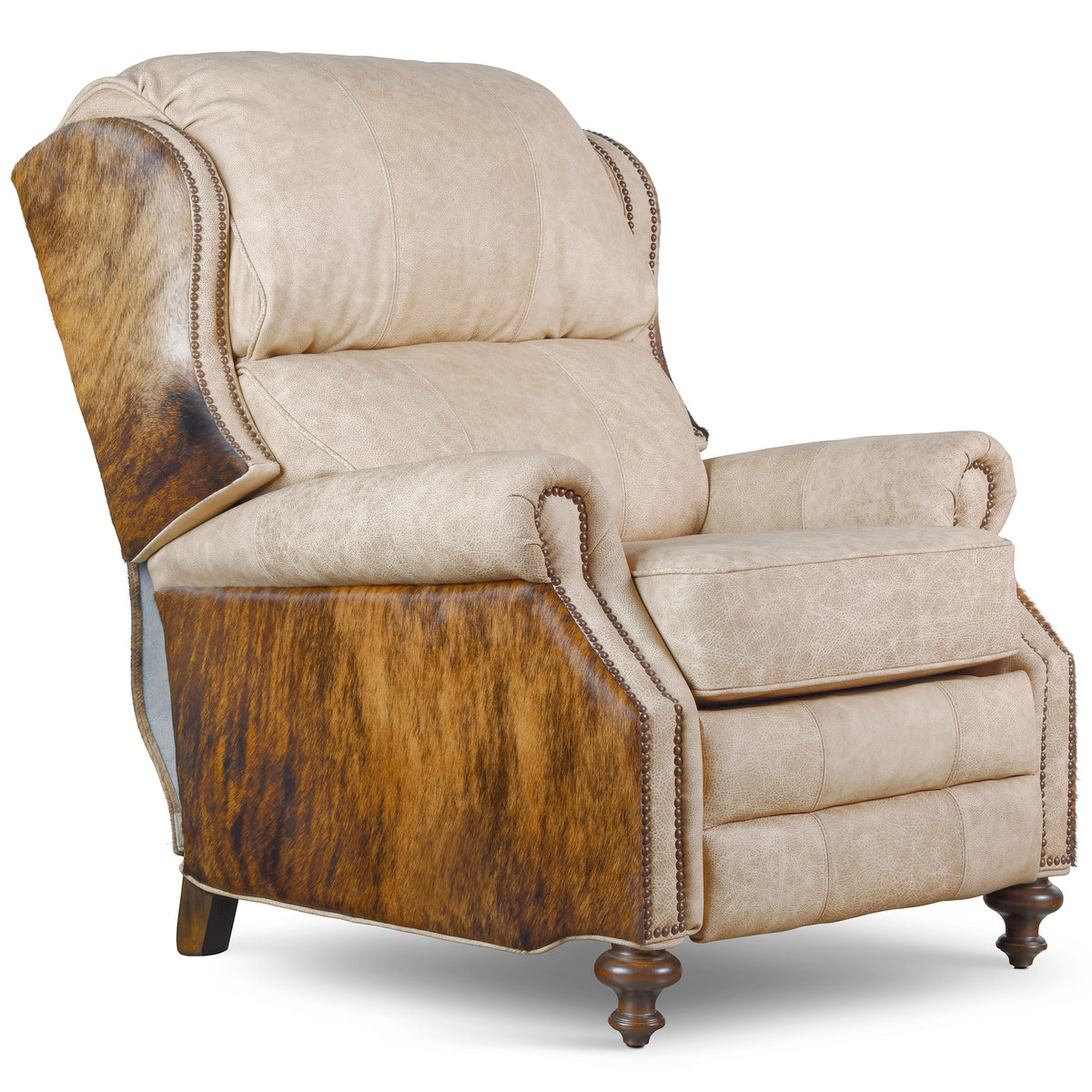 Cream Leather & Cowhide Recliner