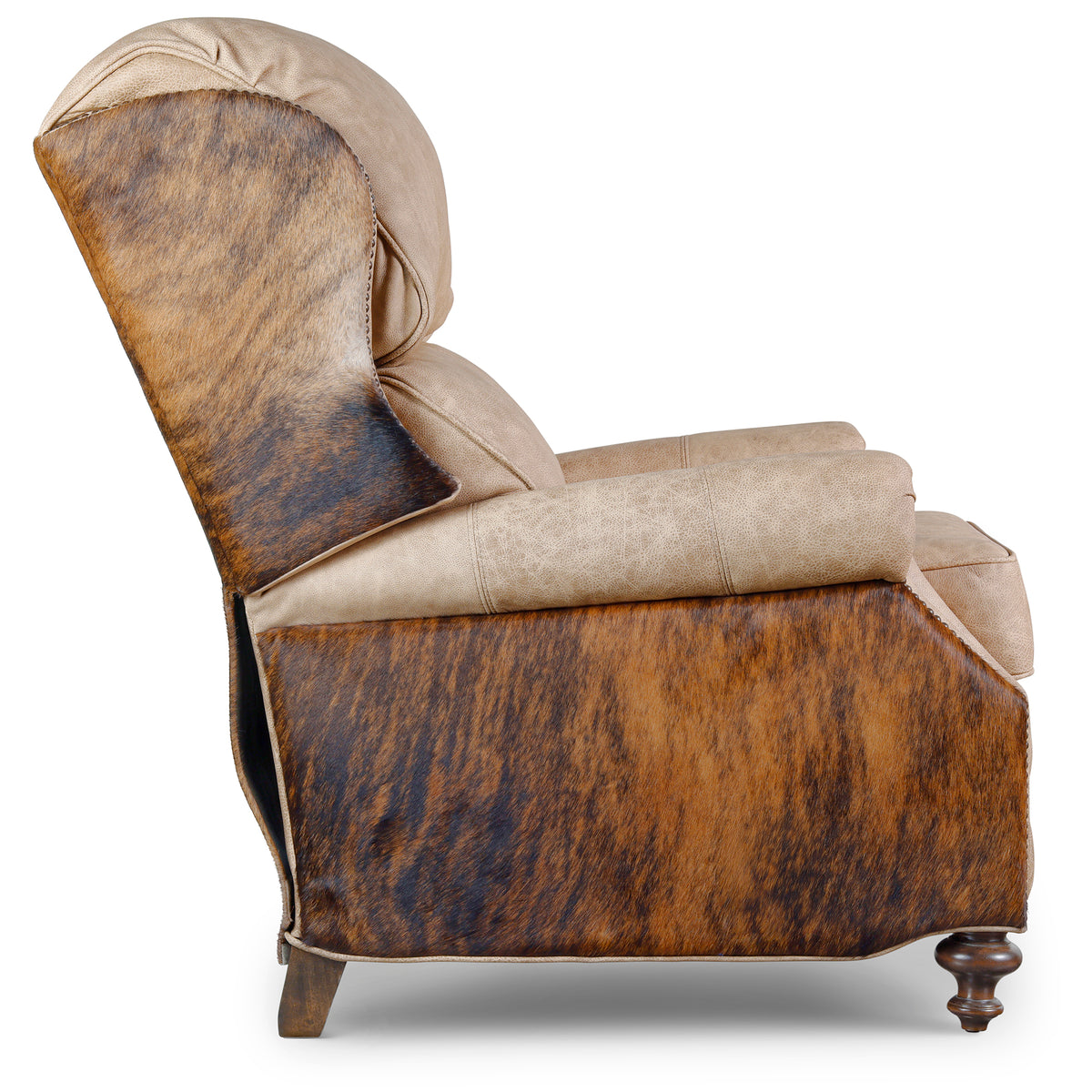 Cream Leather & Cowhide Recliner