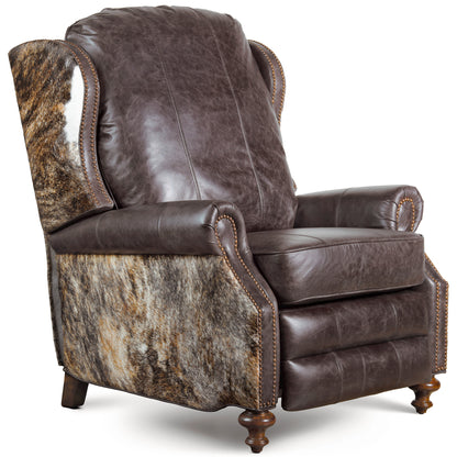 Dark Leather & Cowhide Recliner