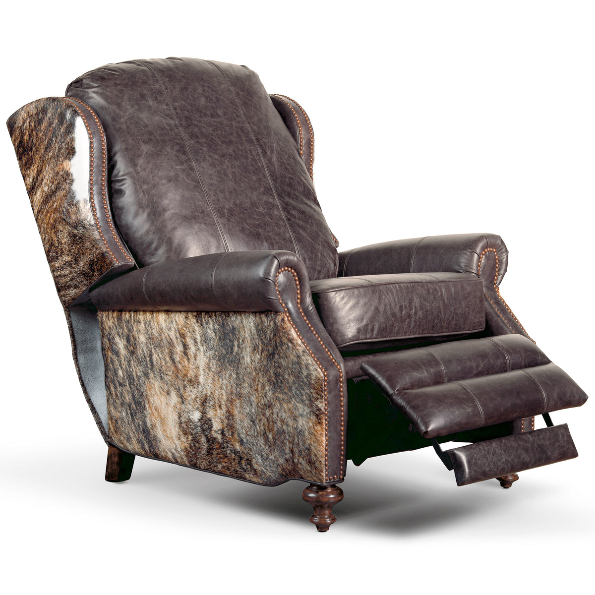 Dark Leather & Cowhide Recliner