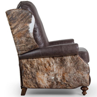 Dark Leather & Cowhide Recliner