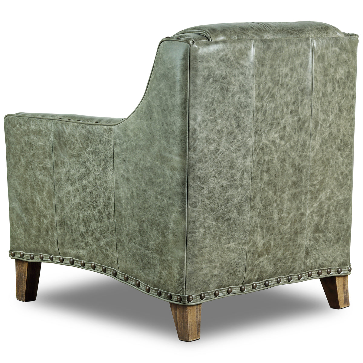 Green Leather Bootstich Accent Chair