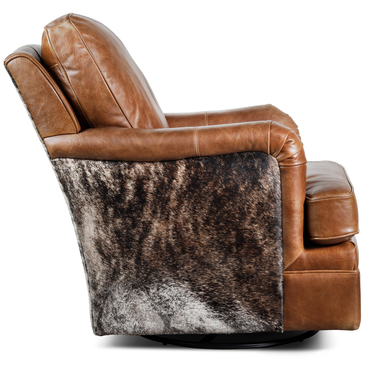 Large Leather & Cowhide Swivel Chair
