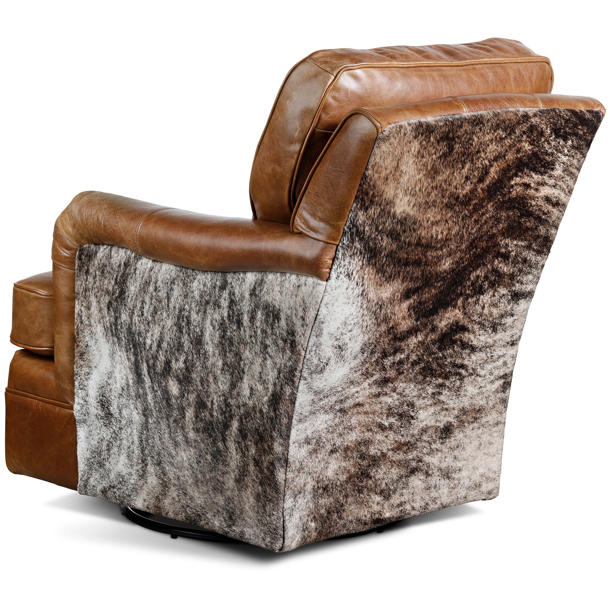 Large Leather & Cowhide Swivel Chair