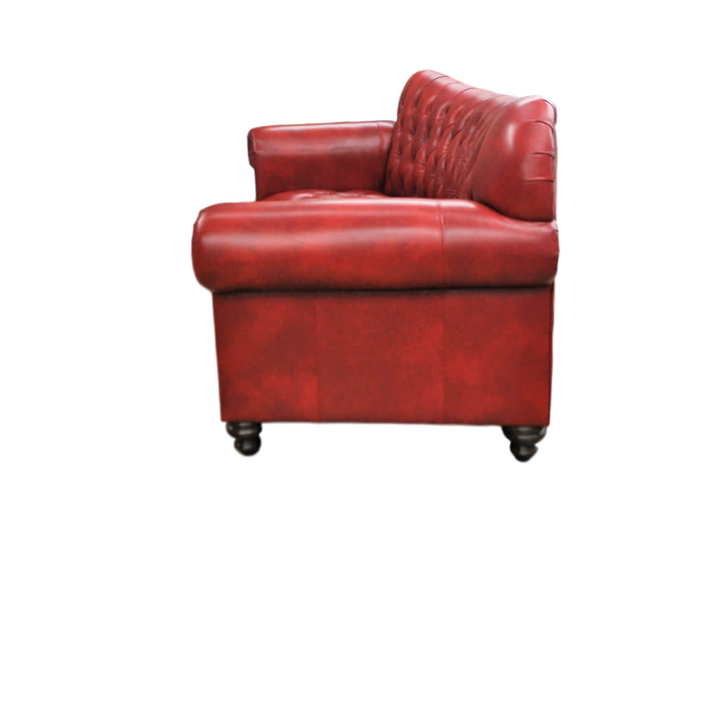 Left View, Classic Leather Western Conversational Sofa